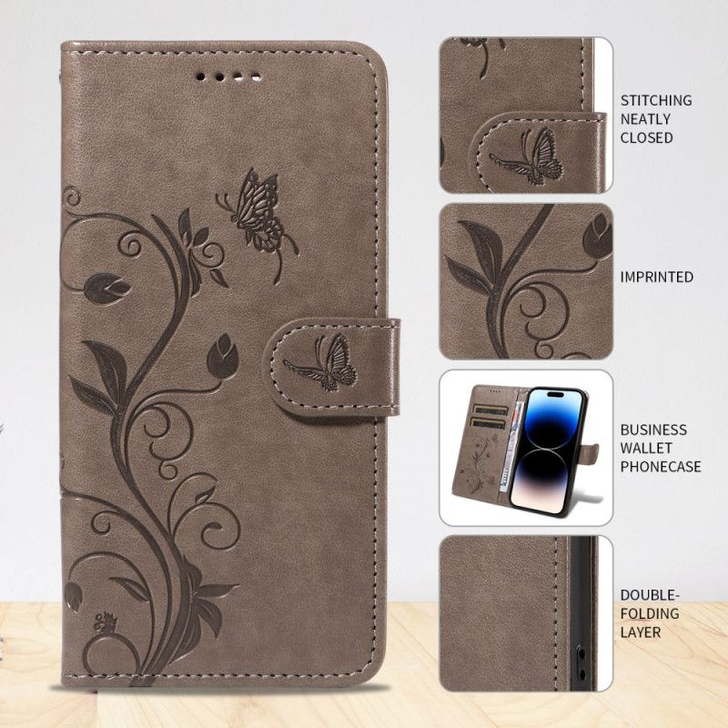 Flip Cover Huawei Pura 80 Pro Blomstermønster