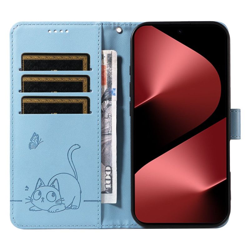 Flip Cover Til Huawei Pura 80 Pro Grafisk Kat Med Linjer
