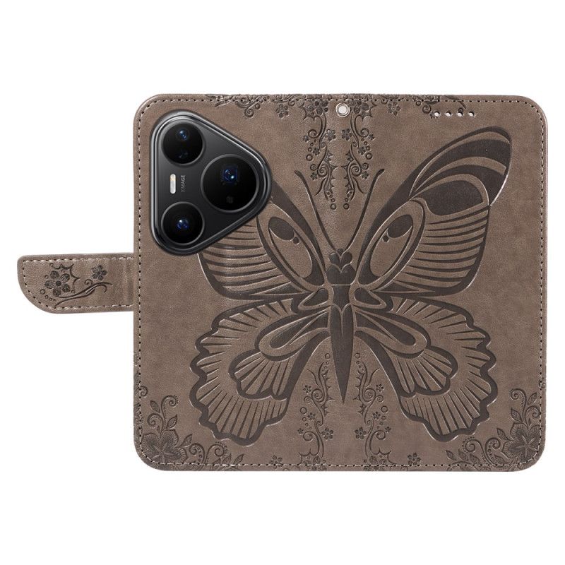 Læder Cover Huawei Pura 80 Pro Telefon Etui Grafisk Sommerfugl