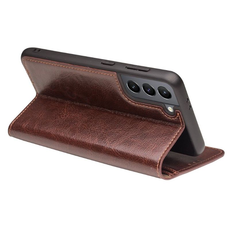 Flip Cover Samsung Galaxy S21 5G Håndlavet Ægte Læder