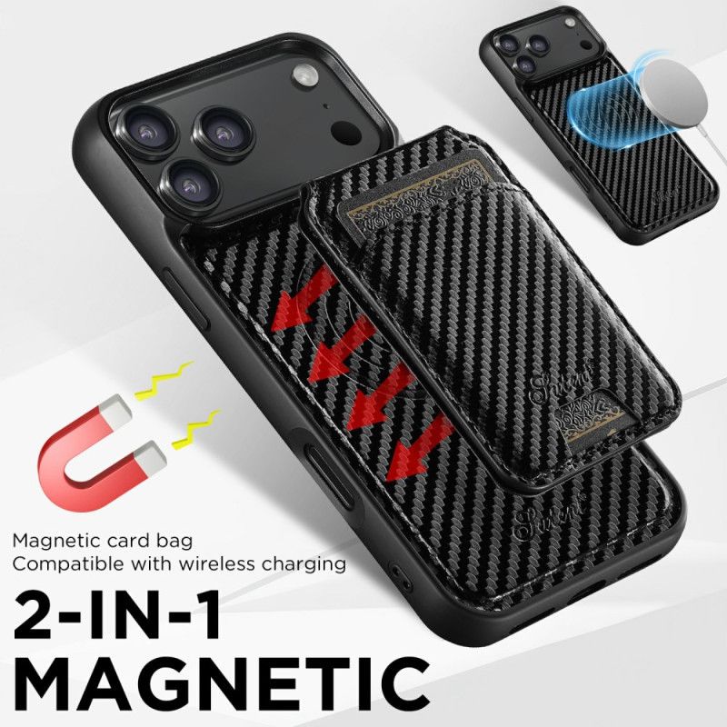 Cover iPhone 17 Pro Aftagelig Magsafe-kortholder I Kulfiber