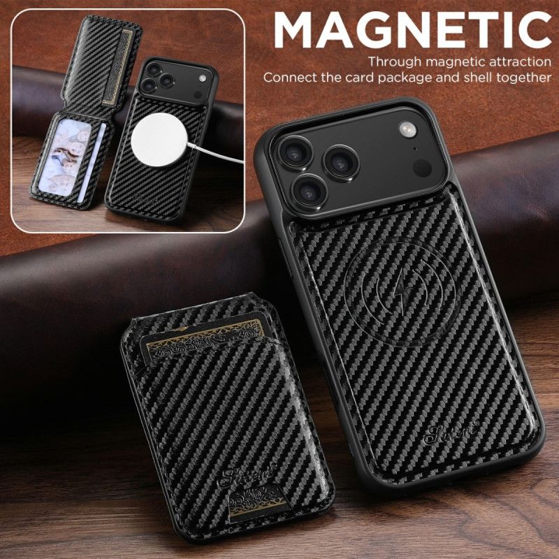Cover iPhone 17 Pro Aftagelig Magsafe-kortholder I Kulfiber