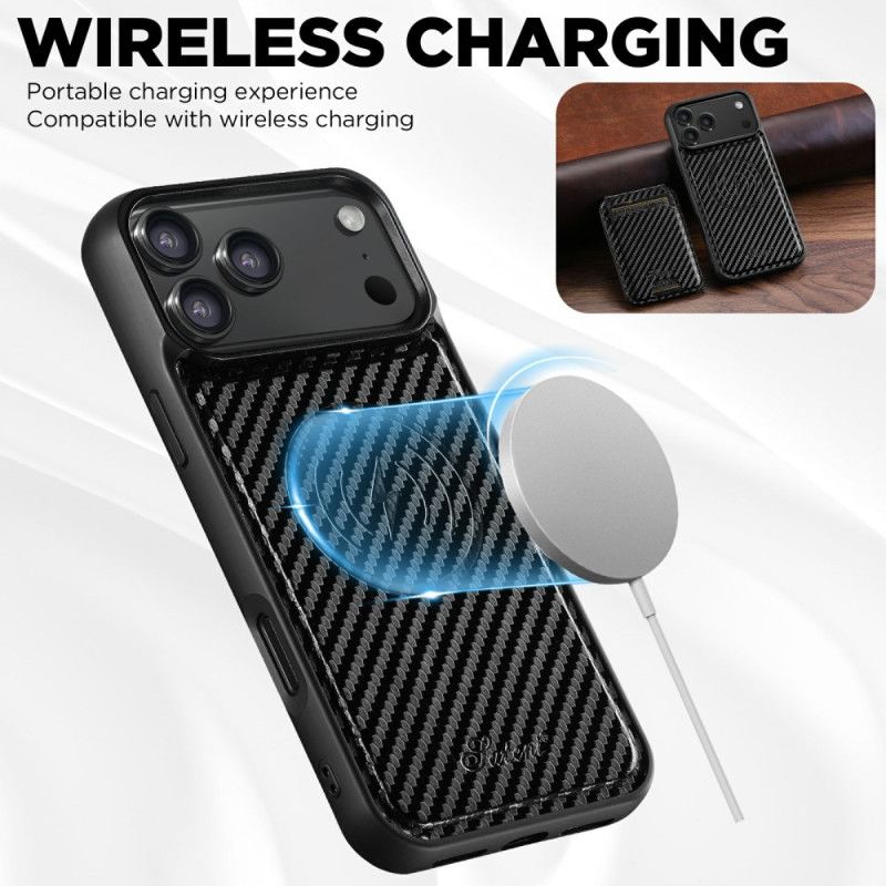 Cover iPhone 17 Pro Aftagelig Magsafe-kortholder I Kulfiber
