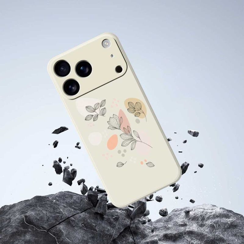 Cover iPhone 17 Pro Flydende Silikone Med Skitserede Blade