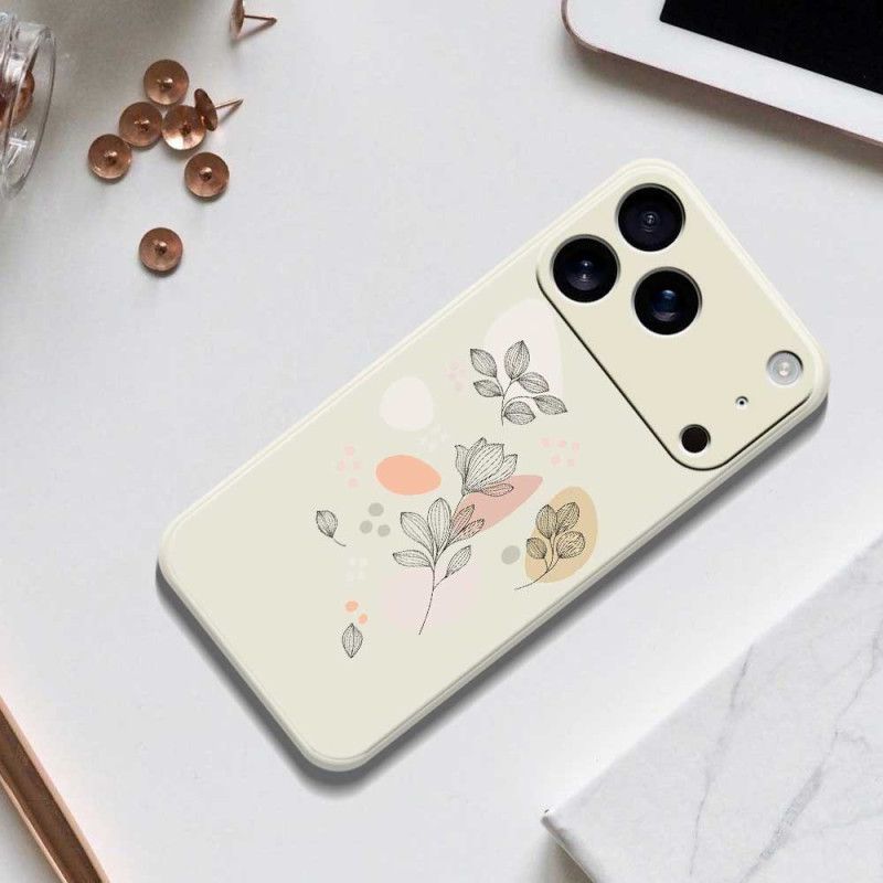 Cover iPhone 17 Pro Flydende Silikone Med Skitserede Blade