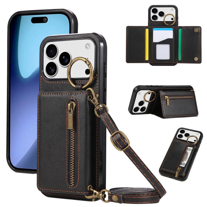 Cover iPhone 17 Pro Telefon Etui Pung Med Skulderrem