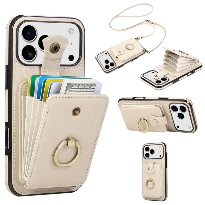 Cover Til iPhone 17 Pro Kortholder Til Flere Kort Og Skulderrem
