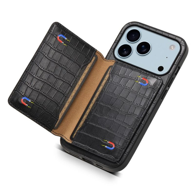 Cover Til iPhone 17 Pro Kortholder Med Krokodilleeffekt