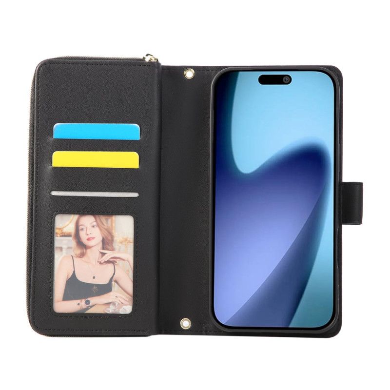 Læder Cover iPhone 17 Pro Monokrom Rem
