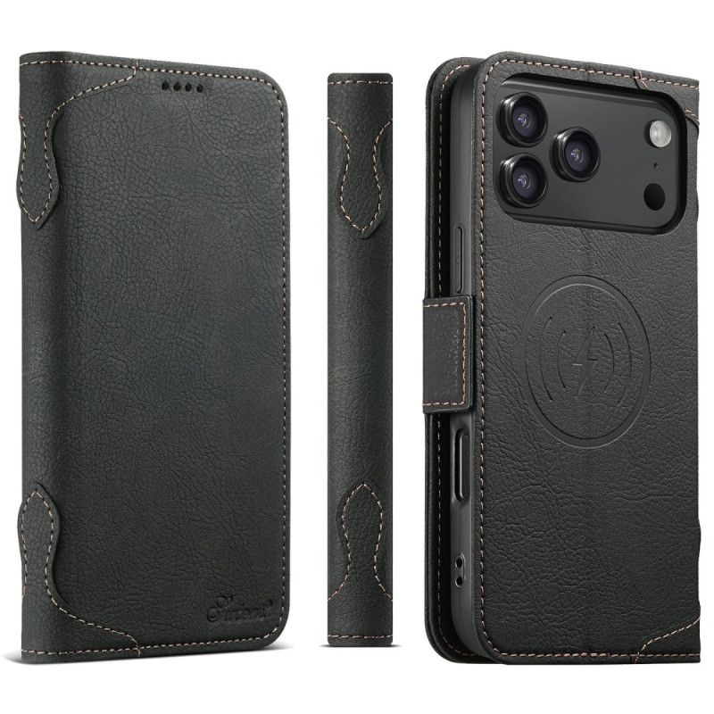Læder Cover iPhone 17 Pro Telefon Etui Magsafe-kompatibelt Litchi-tekstur