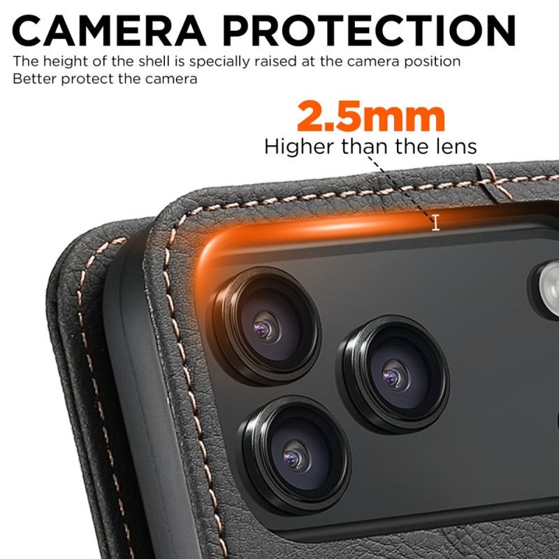 Læder Cover iPhone 17 Pro Telefon Etui Magsafe-kompatibelt Litchi-tekstur