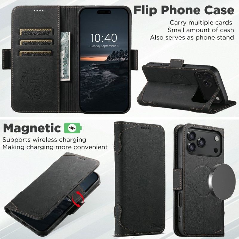 Læder Cover iPhone 17 Pro Telefon Etui Magsafe-kompatibelt Litchi-tekstur