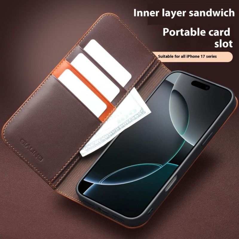 Læder Cover iPhone 17 Pro Telefon Etui Qialino