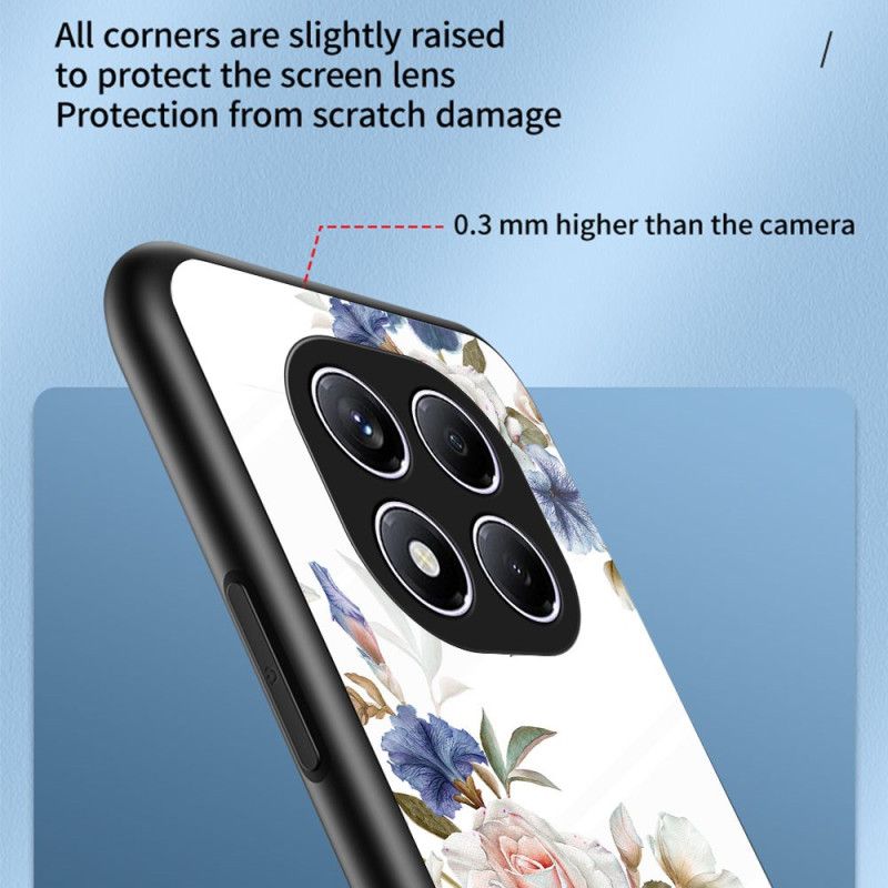 Cover Xiaomi Redmi Note 14 Pro 4g Telefon Etui Blomsterhærdet Glas