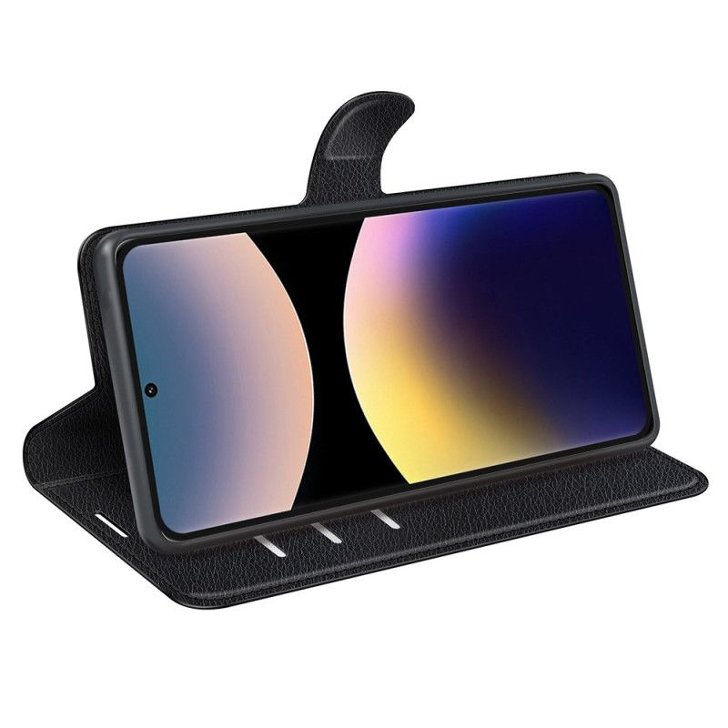 Flip Cover Til Xiaomi Redmi Note 14 Pro 4g Klassisk Litchi-kunstlæder