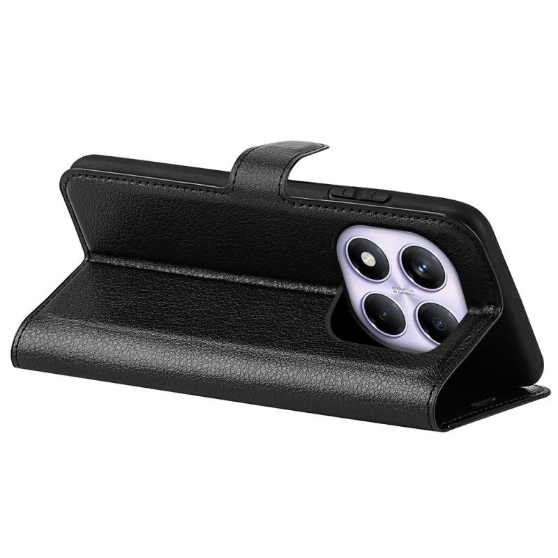 Flip Cover Til Xiaomi Redmi Note 14 Pro 4g Klassisk Litchi-kunstlæder