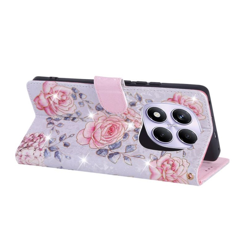 Flip Cover Til Xiaomi Redmi Note 14 Pro 4g Rfid-blokerende Blomstermønster