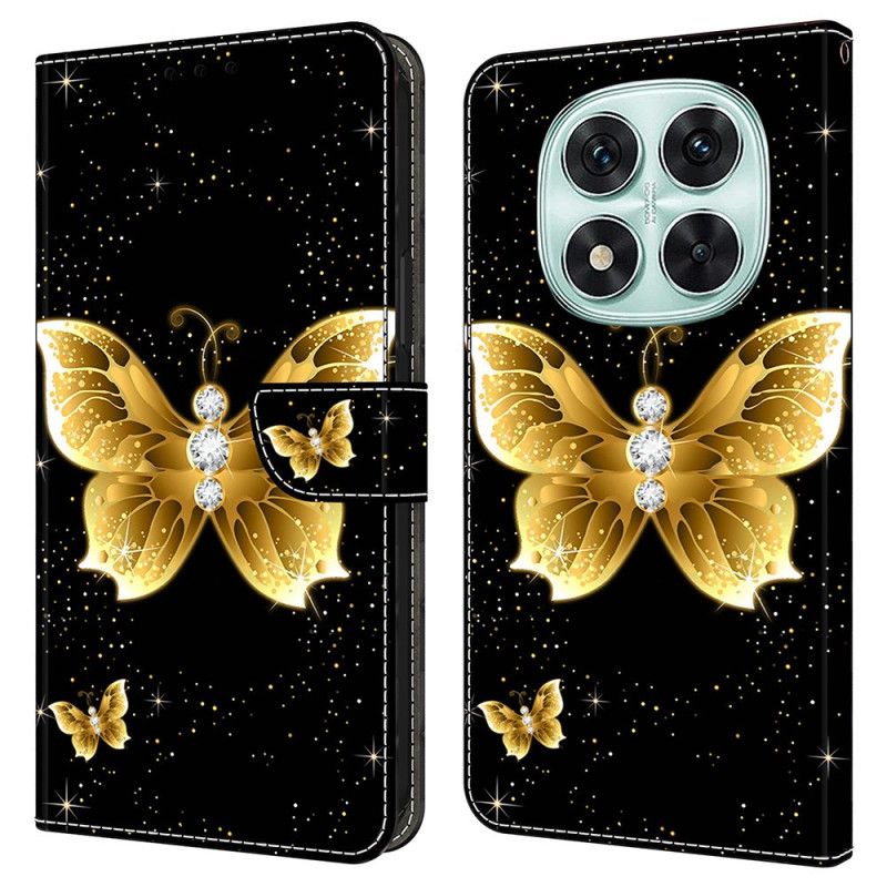 Flip Cover Xiaomi Redmi Note 14 Pro 4g Gyldne Sommerfugle