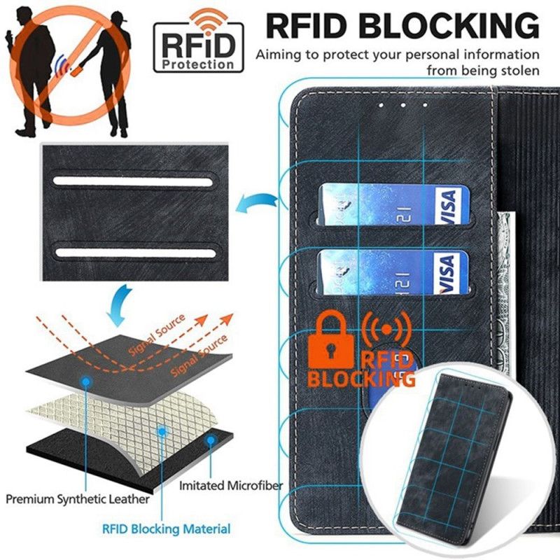 Flip Cover Xiaomi Redmi Note 14 Pro 4g Rfid-pung Med Ruskindseffekt