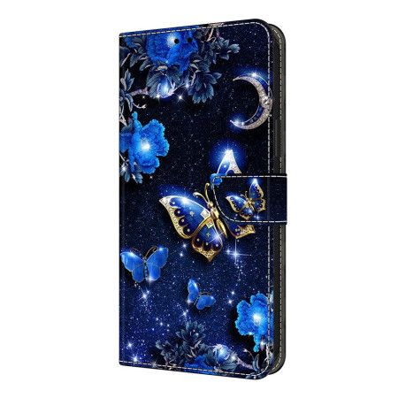 Flip Cover Xiaomi Redmi Note 14 Pro 4g Skinnende Sommerfugle