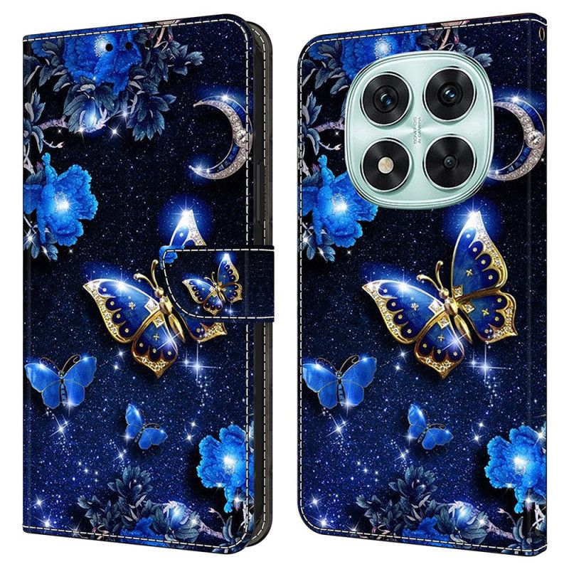 Flip Cover Xiaomi Redmi Note 14 Pro 4g Skinnende Sommerfugle