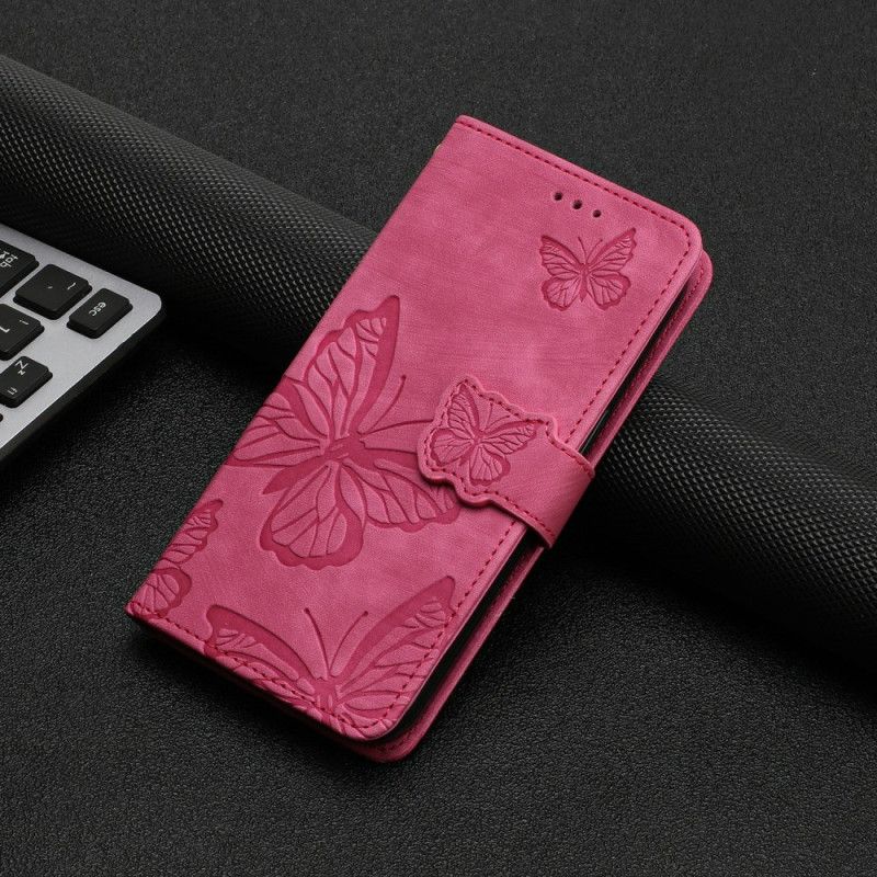 Flip Cover Xiaomi Redmi Note 14 Pro 4g Sommerfugle Med Ruskindseffekt