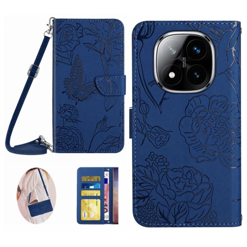 Flip Cover Xiaomi Redmi Note 14 Pro 4g Sommerfugleprint Med Skulderrem