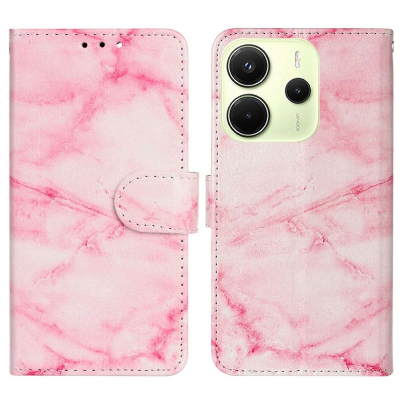Læder Cover Xiaomi Redmi Note 14 Pro 4g Lyserødt Marmormønster
