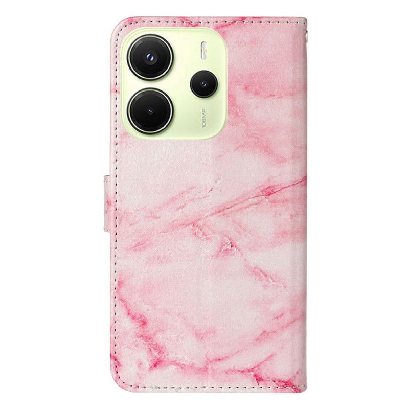 Læder Cover Xiaomi Redmi Note 14 Pro 4g Lyserødt Marmormønster