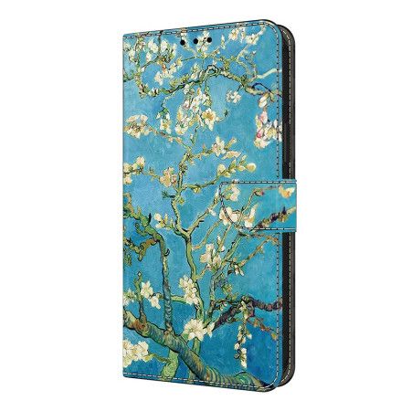 Læder Cover Xiaomi Redmi Note 14 Pro 4g Telefon Etui Hvide Grene