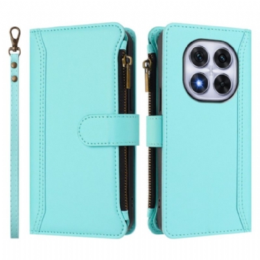 Læder Cover Xiaomi Redmi Note 14 Pro 4g Telefon Etui Pung Med 9 Kortpladser Og Snor