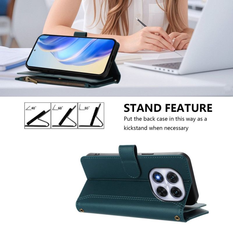 Læder Cover Xiaomi Redmi Note 14 Pro 4g Telefon Etui Pung Med 9 Kortpladser Og Snor