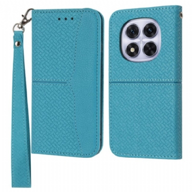 Læder Cover Xiaomi Redmi Note 14 Pro 4g Vævet Tekstur Med Rem