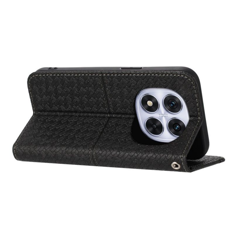 Læder Cover Xiaomi Redmi Note 14 Pro 4g Vævet Tekstur Med Rem