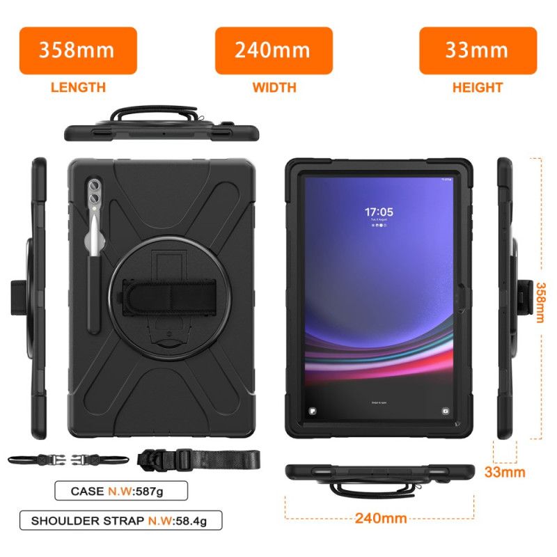 Cover Samsung Galaxy Tab S10 Ultra Tredobbelt Beskyttelsesrem Og Stativ