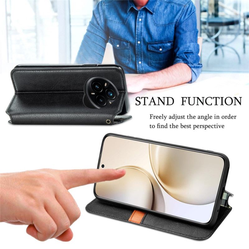 Flip Cover Realme 14 Pro 5g Diamantkant Med Ruskindseffekt