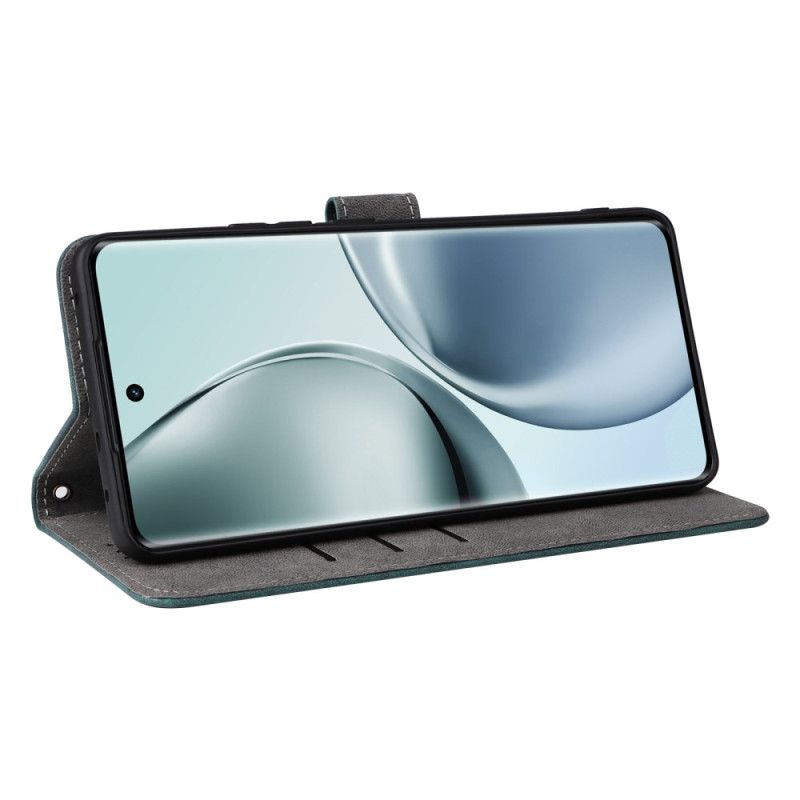 Flip Cover Realme 14 Pro 5g Rfid-beskyttelse Med Ruskindseffekt Og Rem