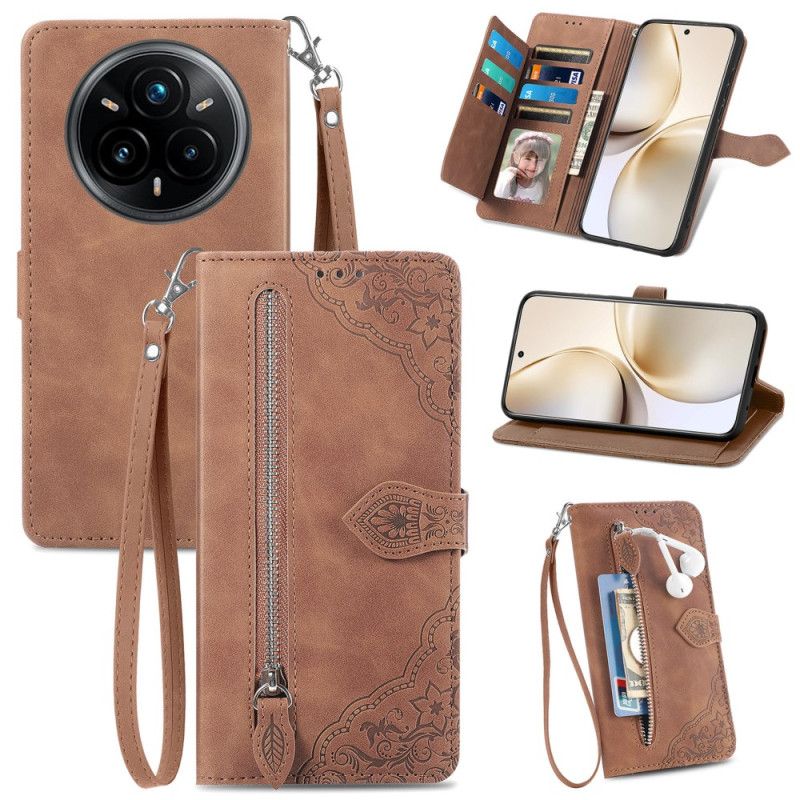 Flip Cover Til Realme 14 Pro 5g Ruskindsblondereffekt Med Pung Og Rem