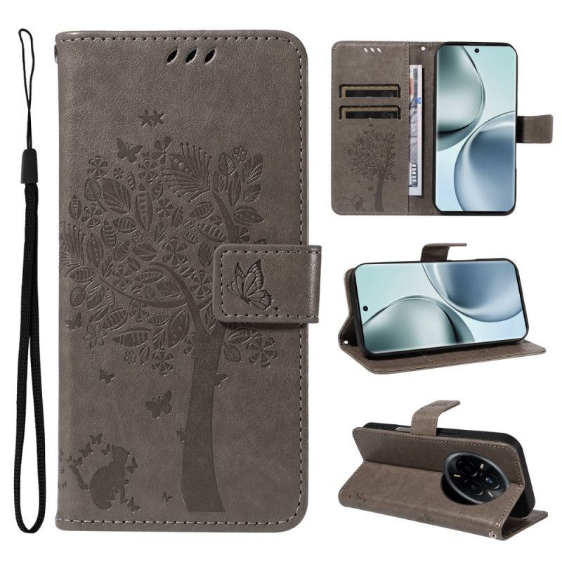 Flip Cover Til Realme 14 Pro 5g Træ Og Kat