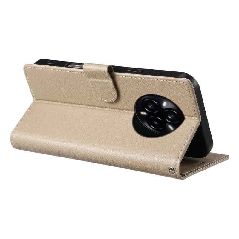 Læder Cover Realme 14 Pro 5g Telefon Etui Almindelig Lædereffekt Med Rem