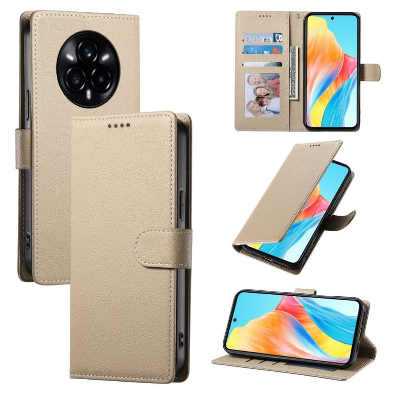 Læder Cover Realme 14 Pro 5g Telefon Etui Almindelig Lædereffekt Med Rem