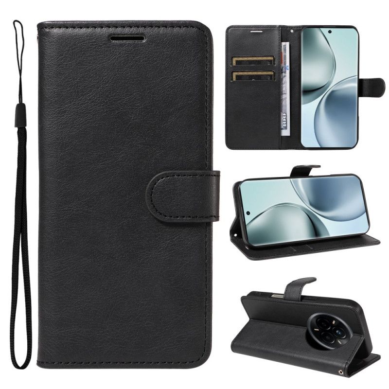 Læder Cover Realme 14 Pro 5g Telefon Etui Ensfarvet Kunstlæder