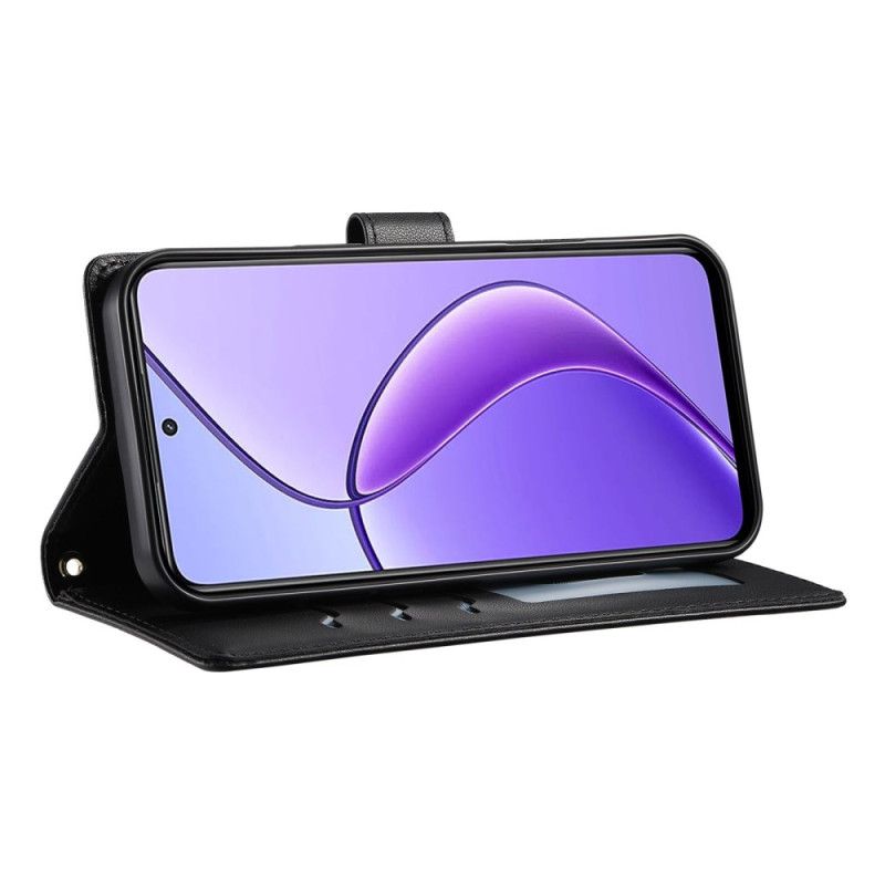 Læder Cover Realme 14 Pro 5g Telefon Etui Quiltet Design Med Rem Og Skulderrem