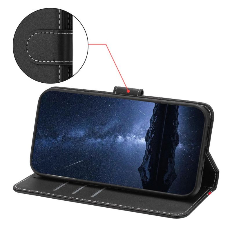 Læder Cover Realme 14 Pro 5g Telefon Etui Tofarvet Kant