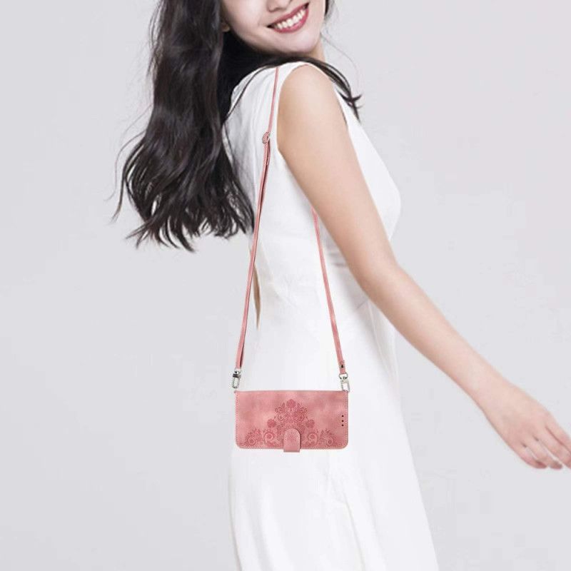 Flip Cover Oppo Reno 13 Pro 5g Blomstermønster Med Skulderrem