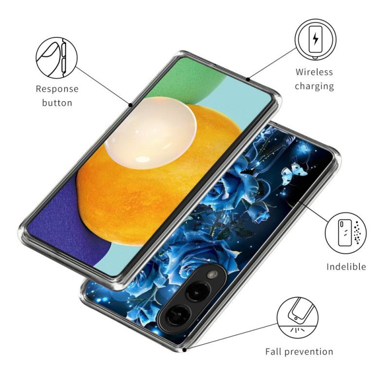 Cover Samsung Galaxy S25 5g Edge Blå Rosemønster