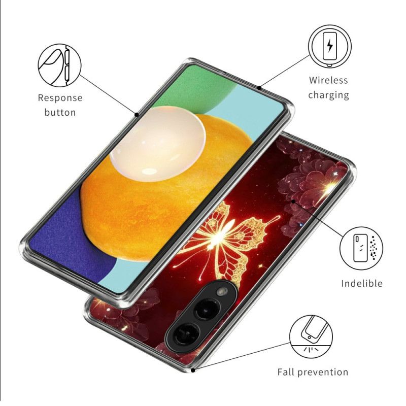 Cover Samsung Galaxy S25 5g Edge Gylden Sommerfugl