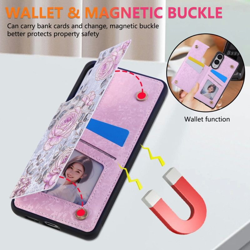 Cover Samsung Galaxy S25 5g Edge Kortholder Med Blomstermotiv