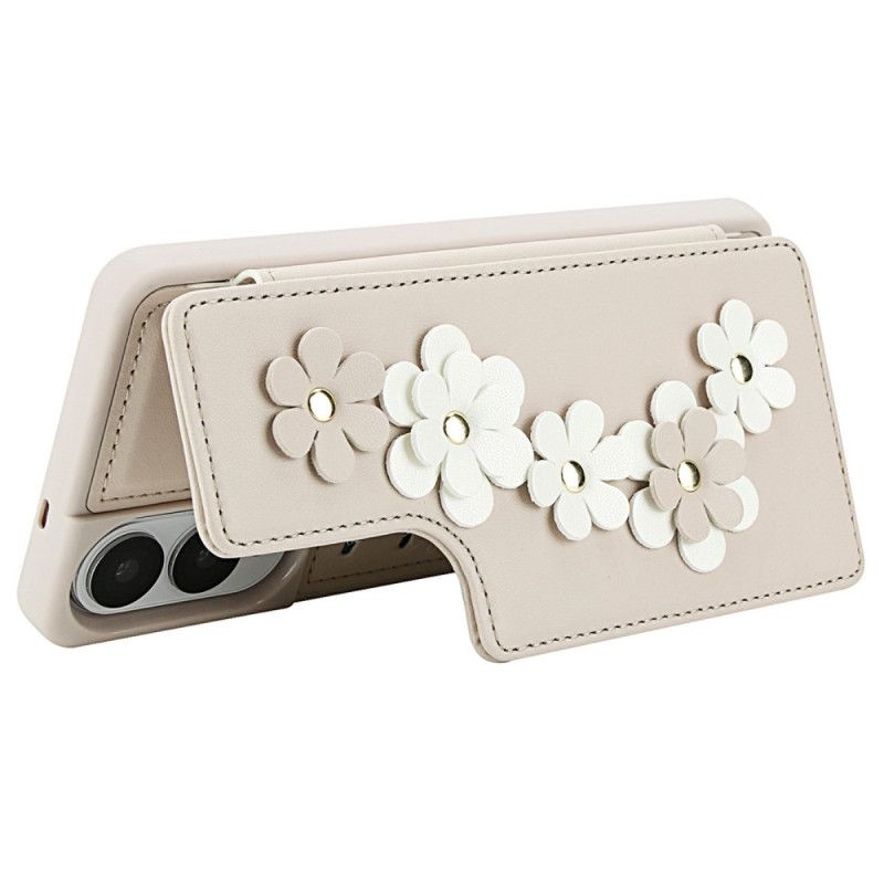 Cover Samsung Galaxy S25 5g Edge Kortholder Med Blomsterprint