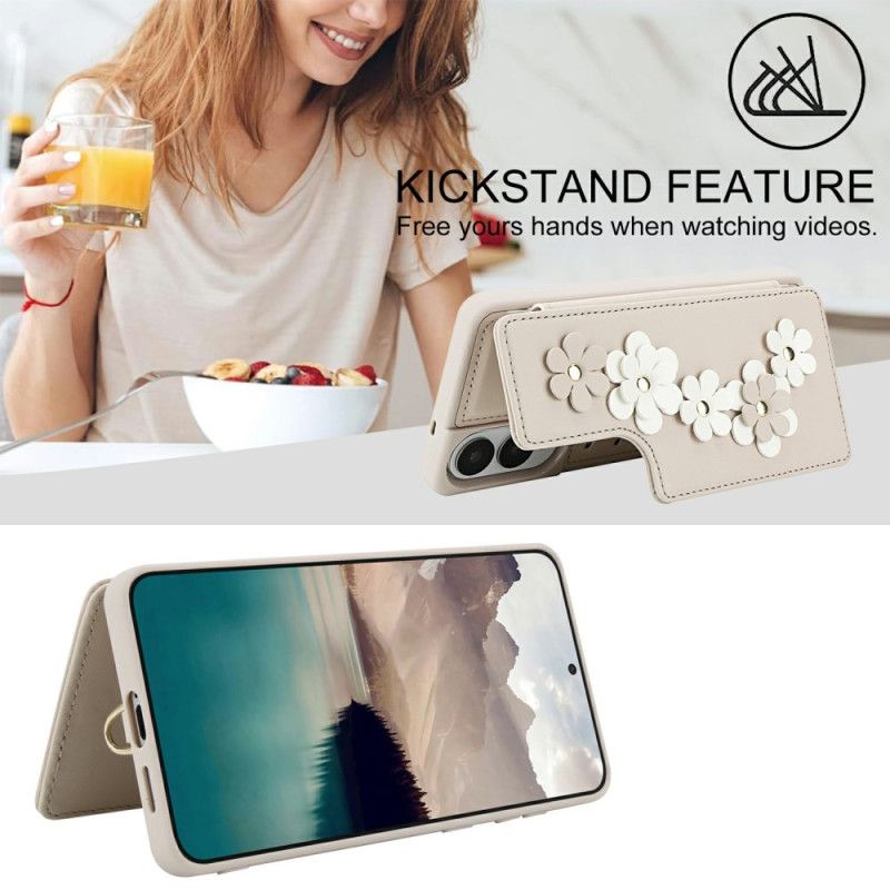 Cover Samsung Galaxy S25 5g Edge Kortholder Med Blomsterprint